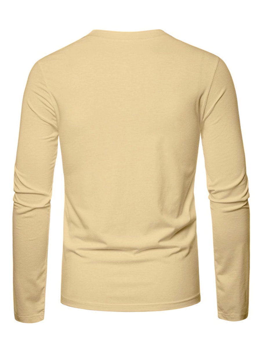 Mörkgrön Långärmad T-shirt med Rund Hals och Hjortmotiv