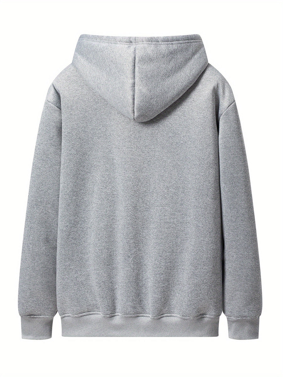 Grå teddyfodrad hoodie med dragkedja och huva