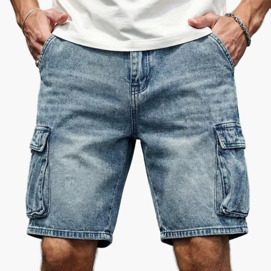 Herr Cargo Shorts i Denim – Avslappnad och Praktisk Stil för Vardagsbruk