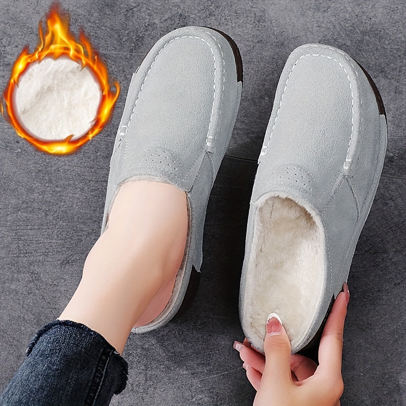 Dammuleskor mockaimitation slip-on med tjock sula, bruna