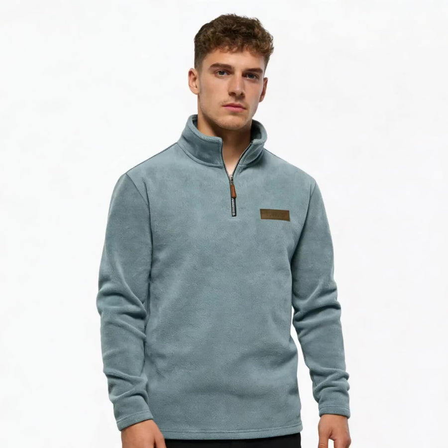 Men's Quarter-Zip Fleece Pullover with Logo Patch