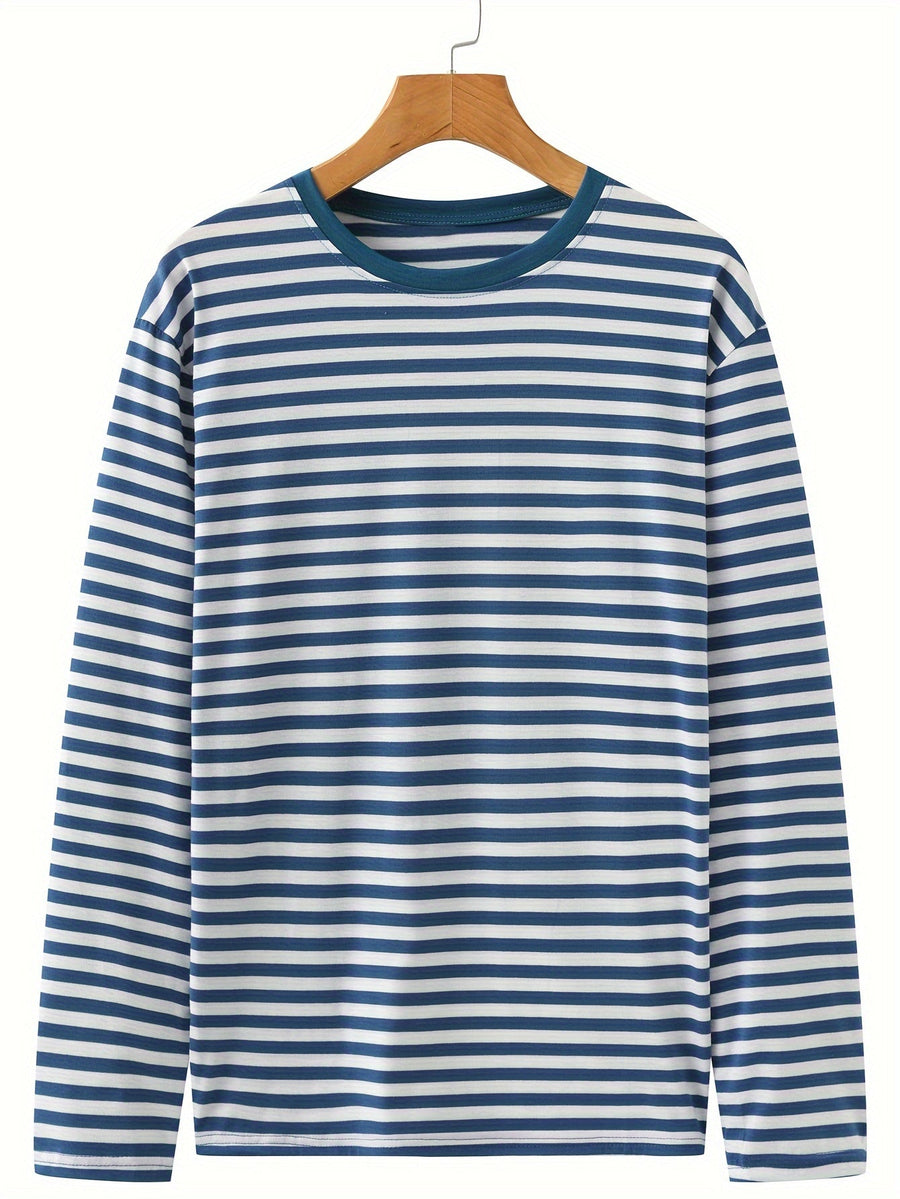 Randig långärmad t-shirt med rund hals