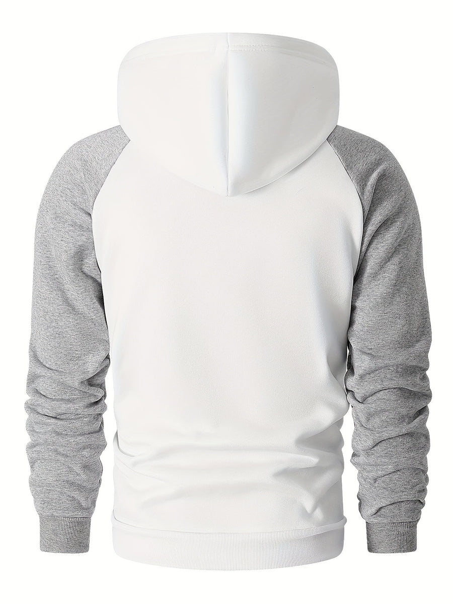 Hoodie med raglanärm och känguruficka, tvåfärgad