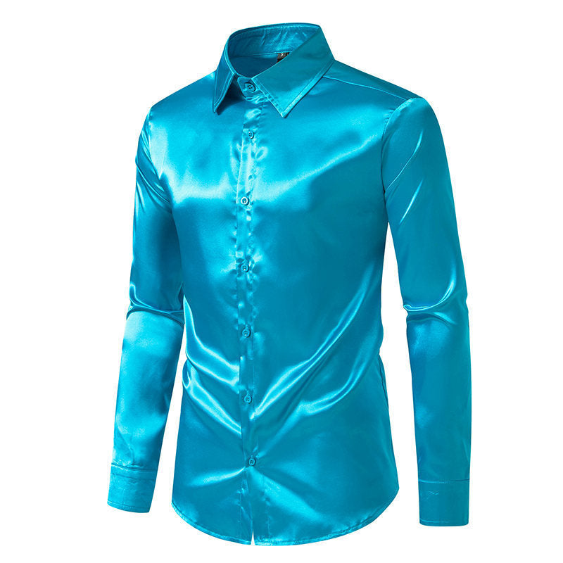 Ian – Satin skjorta i solid färg