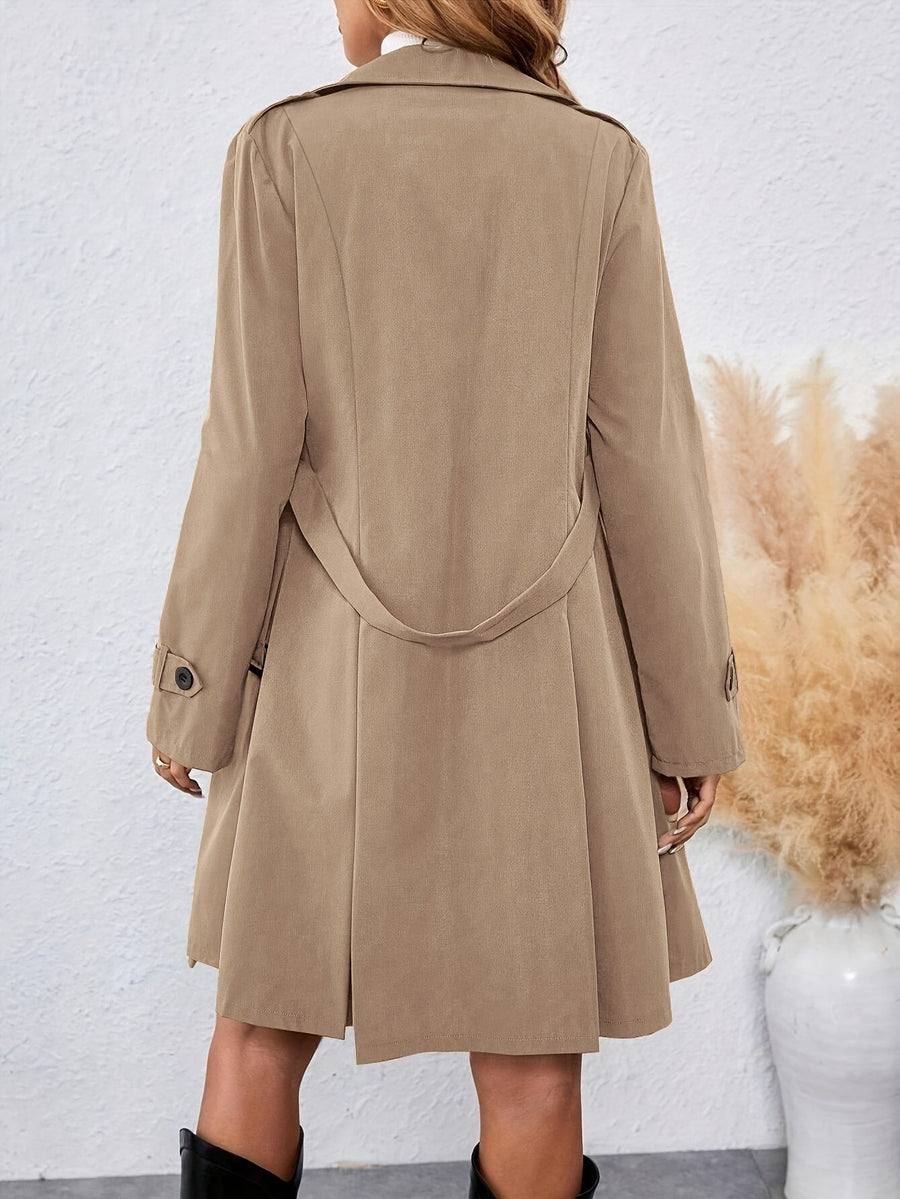 Dam Trenchcoat med Skärp, Dubbelknäppt och Fickor, Flerfärgade
