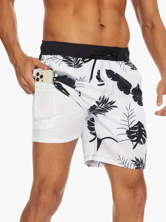 Herrarnas badshorts med innerbyxa – Snabbtorkande, sportig strandstil för aktiva dagar