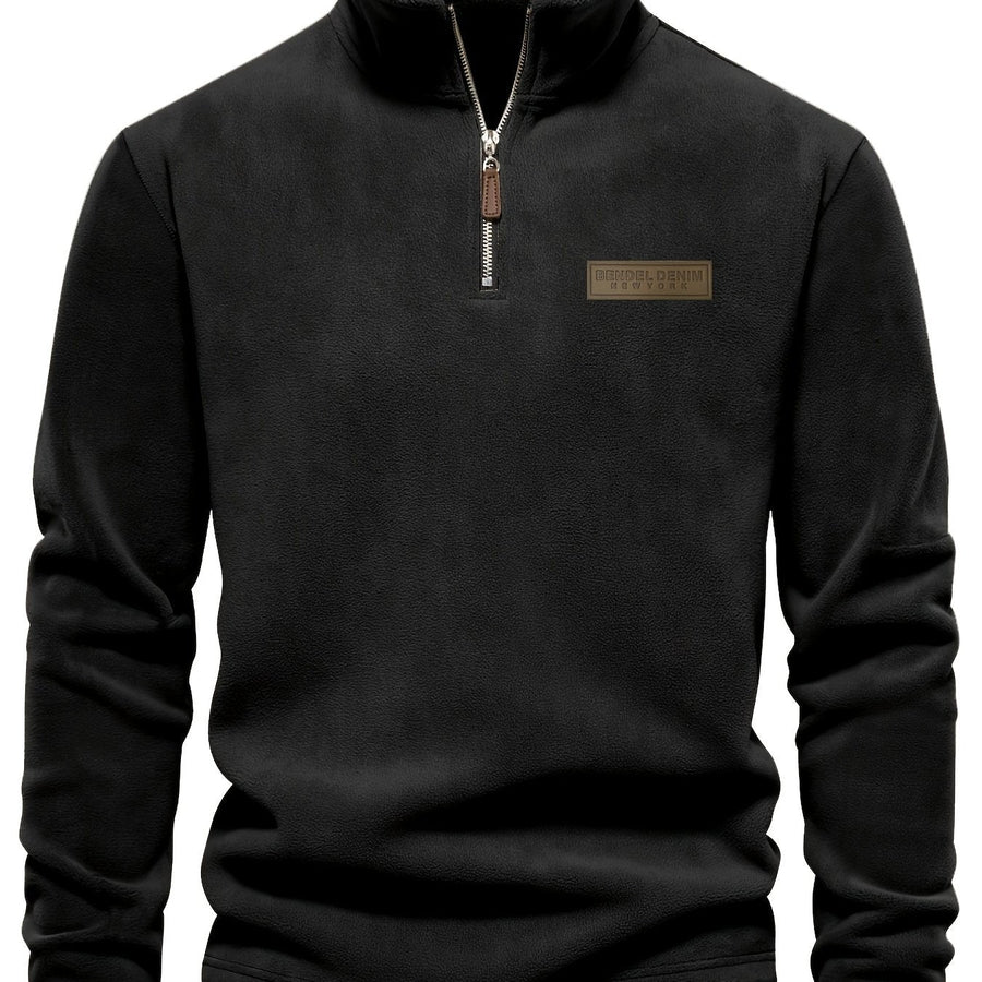Men's Quarter-Zip Fleece Pullover with Logo Patch