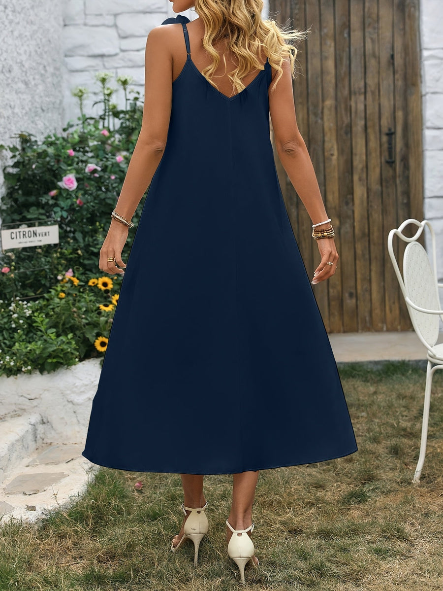 Damklänning Elegant V-ringad Blomdekor Till Vår och Sommar Fest eller Bröllop
