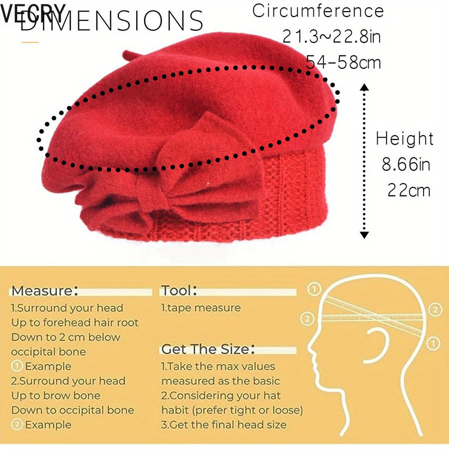 Women's Bow Accent Beret Hat