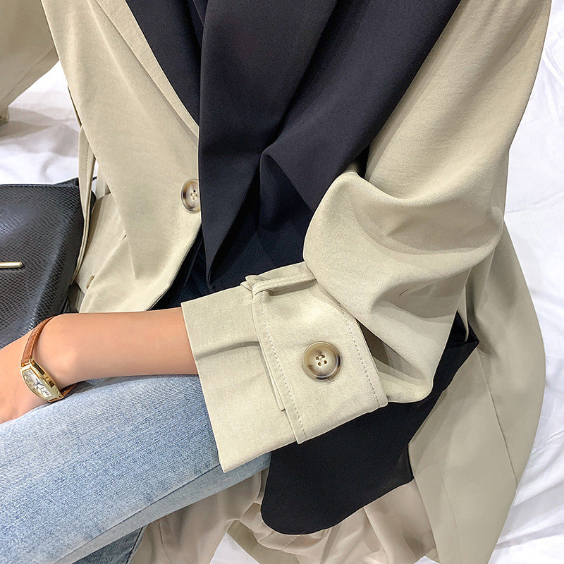 Dam Trenchcoat Lång Tvåfärgad Oversize Passform