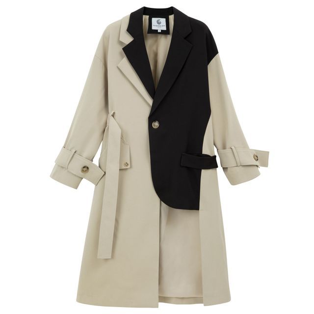 Dam Trenchcoat Lång Tvåfärgad Oversize Passform