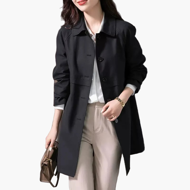 Dam Klassisk Kort Trenchcoat – Elegant Vår- och Höstjacka för Arbete och Fritid