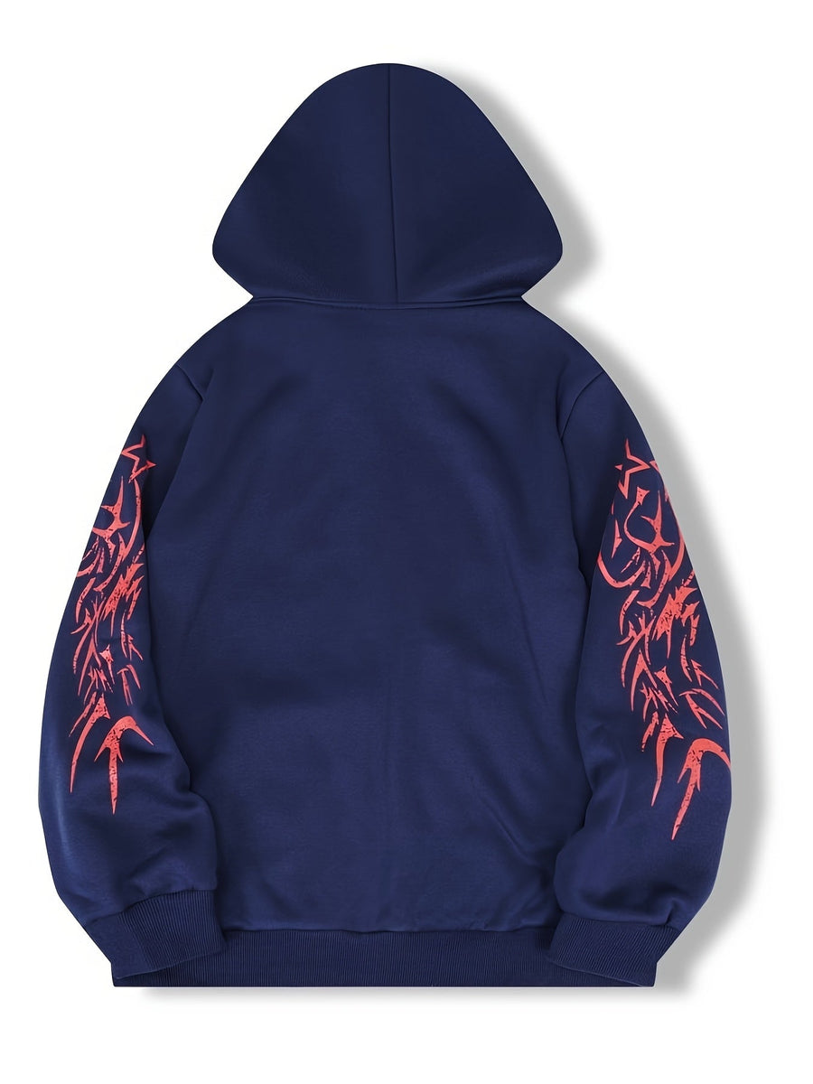 Unisex Hoodie med Dragkedja & Tribalmönster