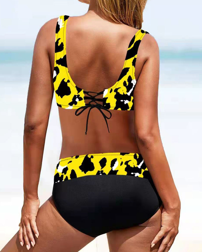 Samantha – Höga midja färgglad bikini baddräkt