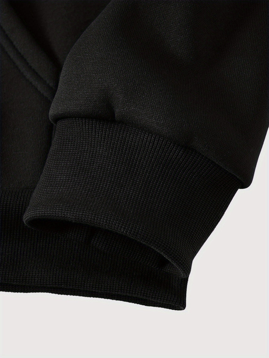 Hoodie med dragkedja och ansiktsmönster i tvåfärgad design