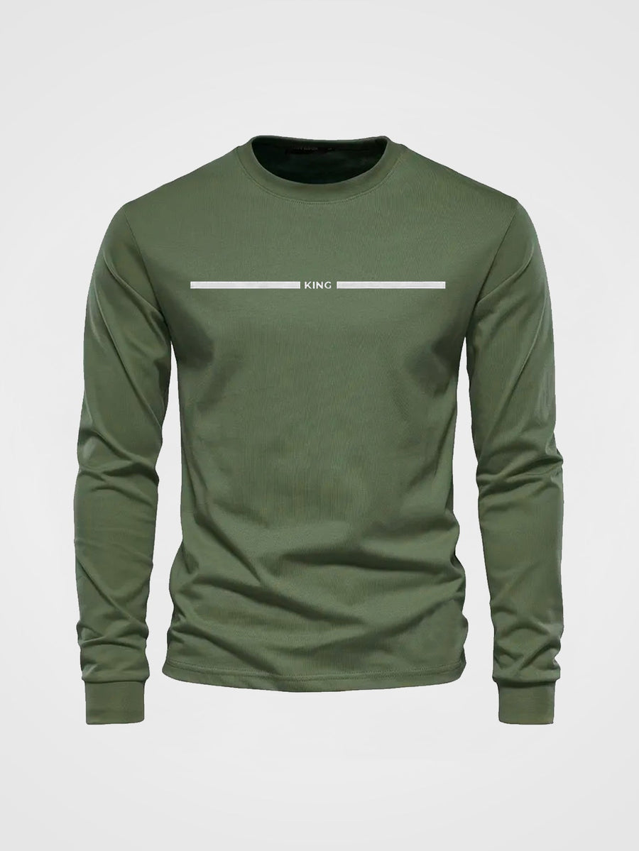 Långärmad T-shirt med Rund Hals och Linjärt KING-Tryck