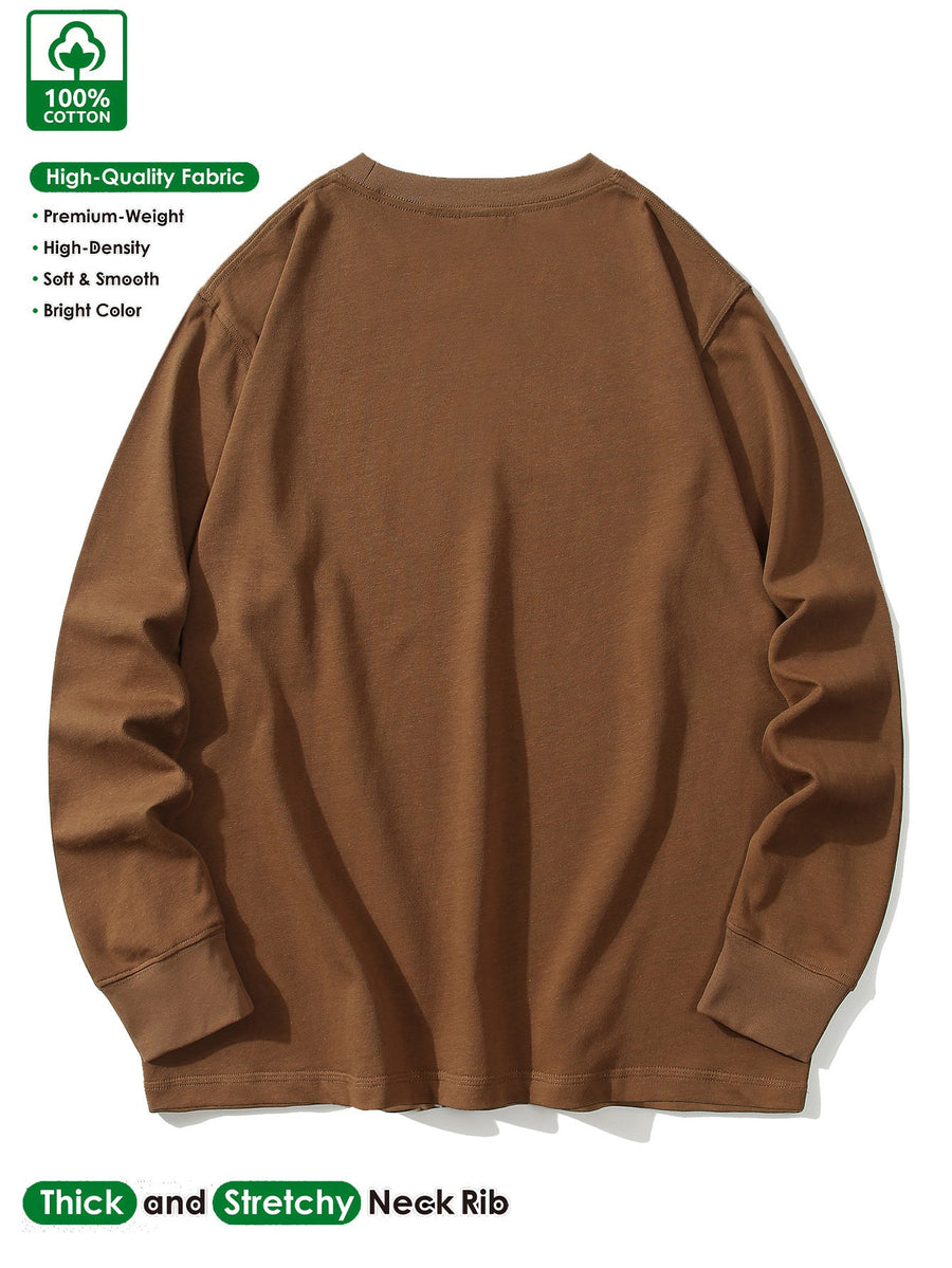 Långärmad T-shirt Herr Rundhalsad Enkel Färg Långa Ärmar