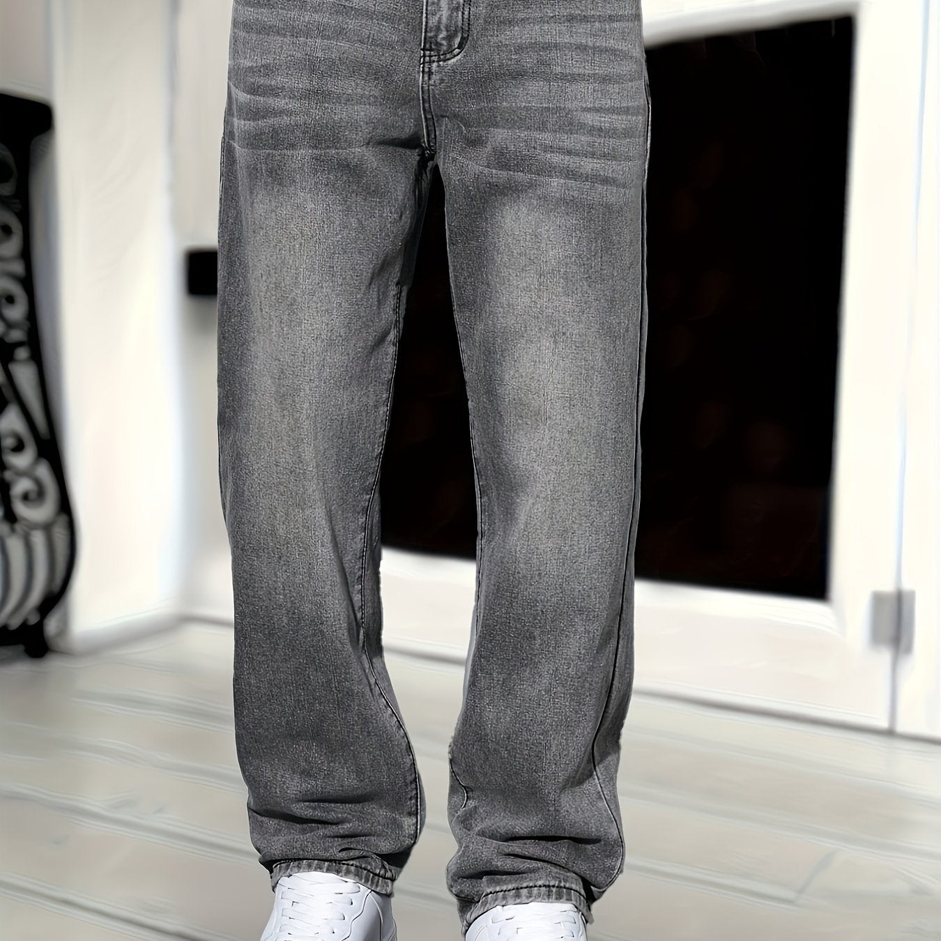 Herrjeans Rak Passform Streetwear För Vardag och Fritid