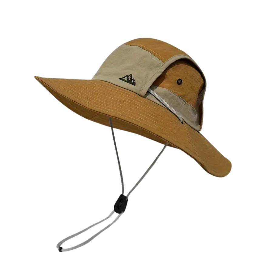 Unisex solhatt med bred skärm och justerbart hakband, perfekt för utomhusaktiviteter