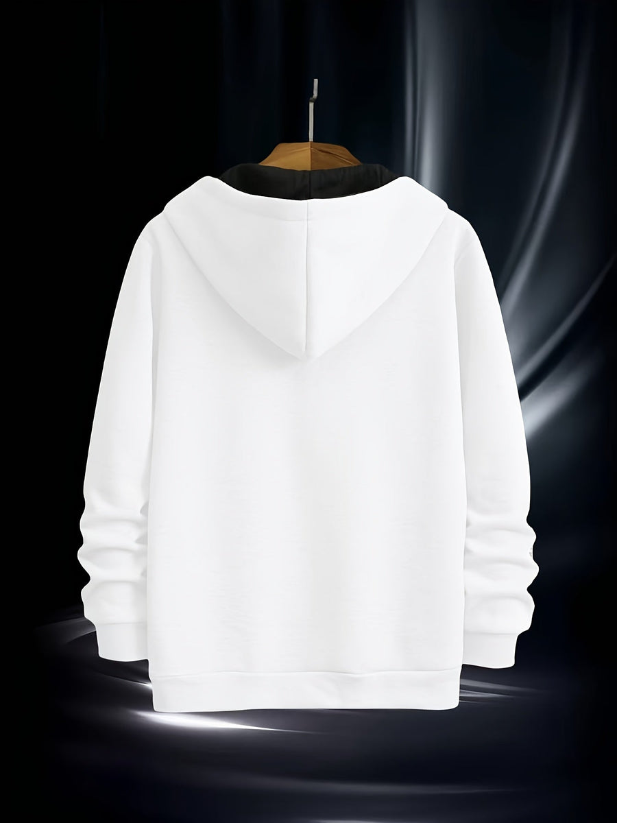 Unisex hoodie med asymmetrisk dragkedja och magficka