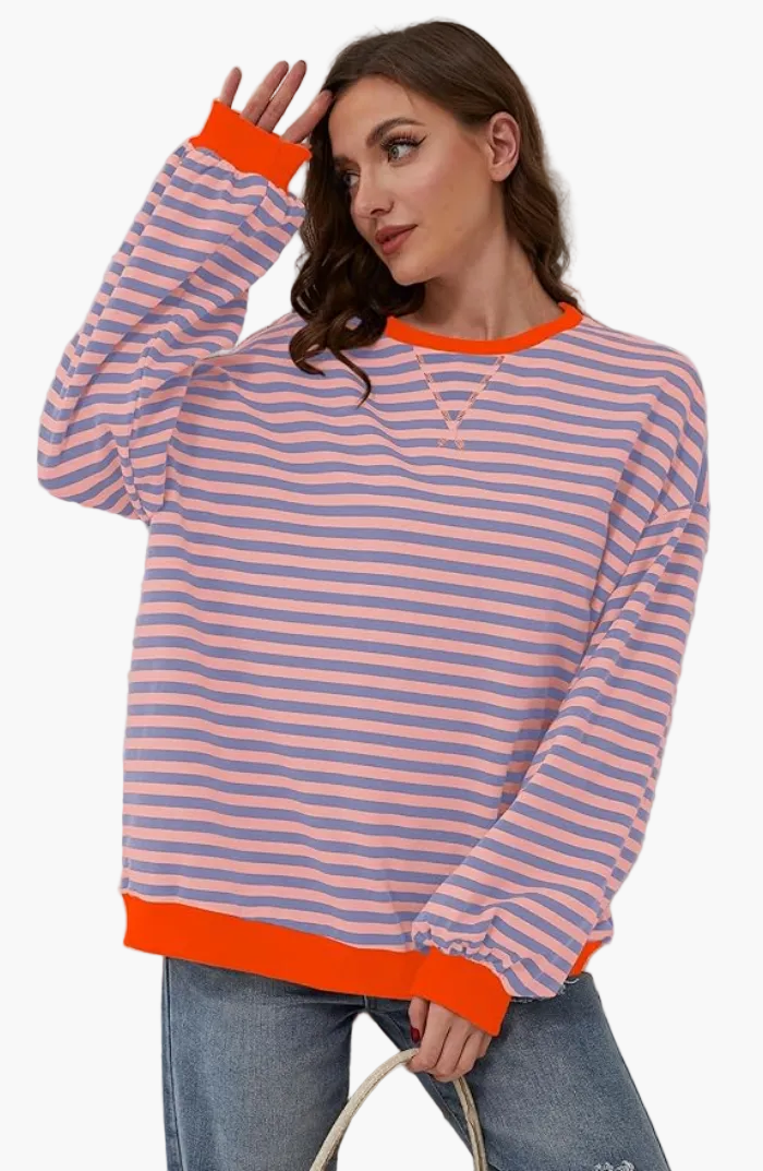 Damtröja Oversized Randig Relaxed Fit – Trendig Vardagsstil