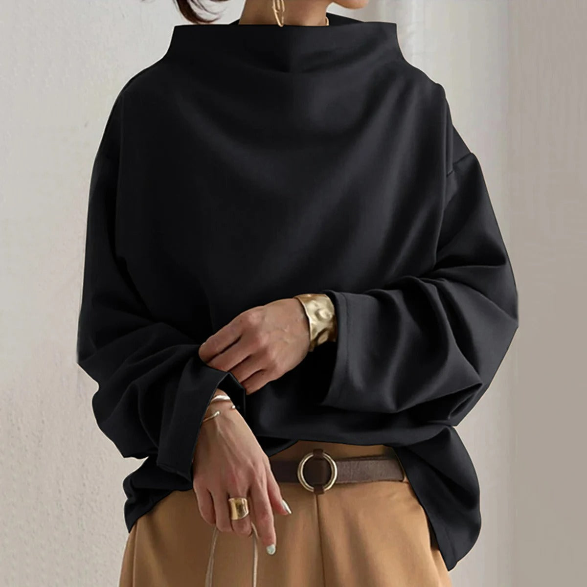 Dam Tröja Oversize Elegant Långärmad Pullover för Vardagsbruk och Fest