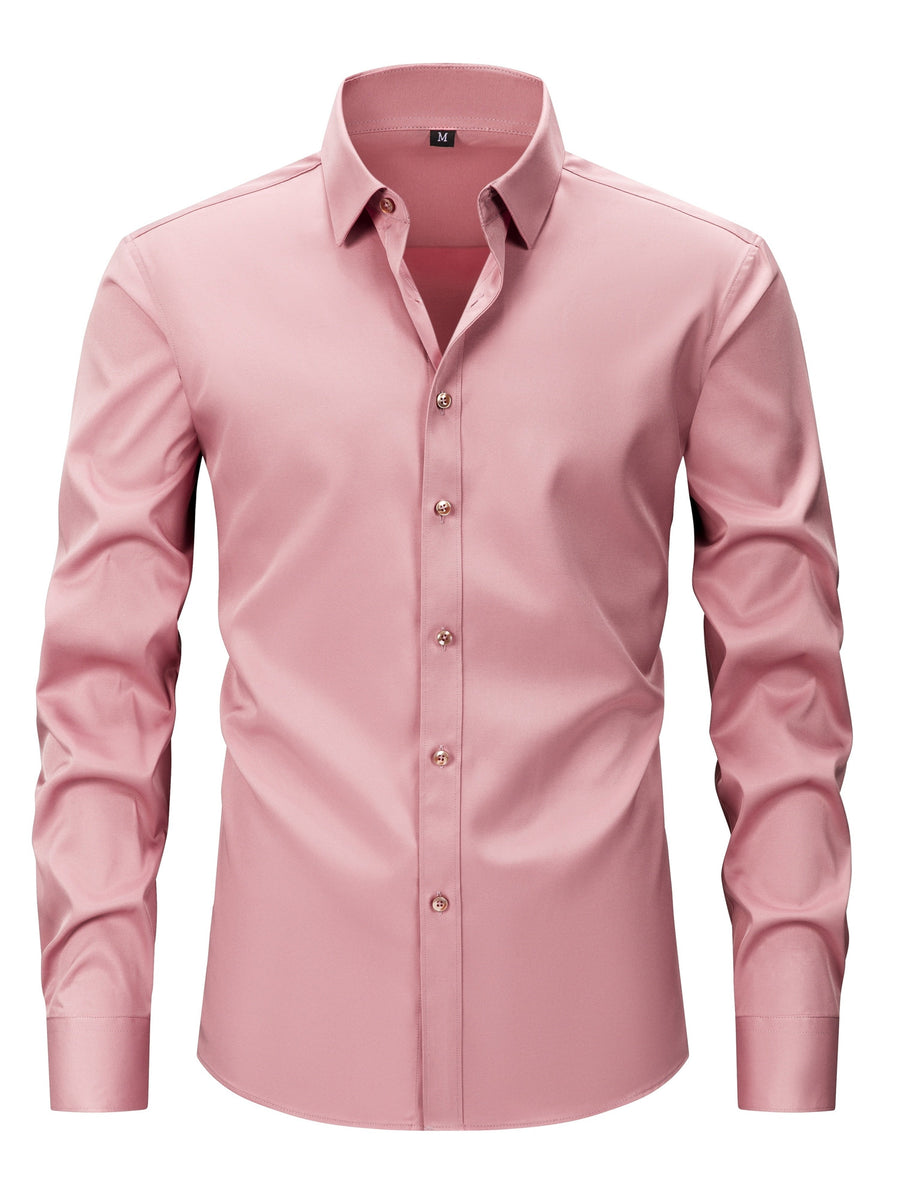 Herrskjorta Elegant Slim Fit Långärmad för Vardagsbruk och Fest