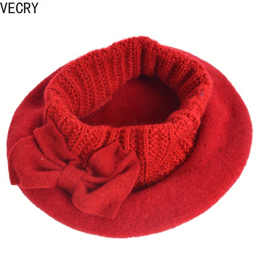 Women's Bow Accent Beret Hat
