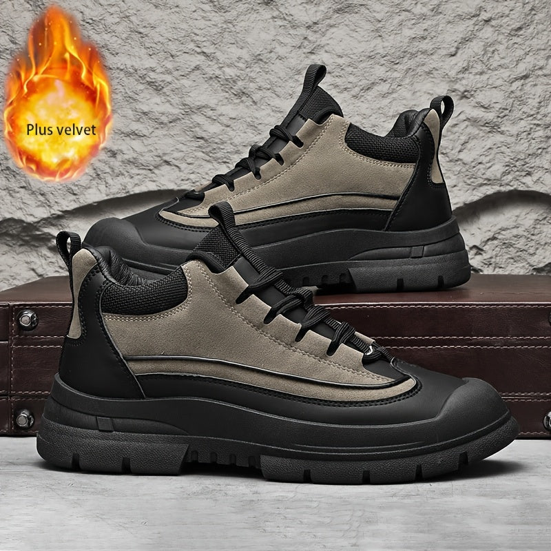 Herrsneakers i tvåfärgad design med tjock sula, snörning och förstärkt tåhätta
