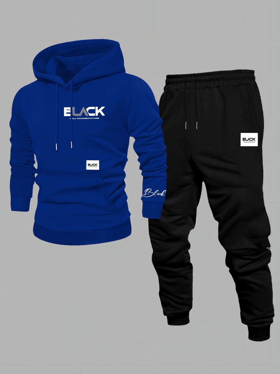 Unisex Mjukisset Hoodie & Byxor Svart med Logotyp