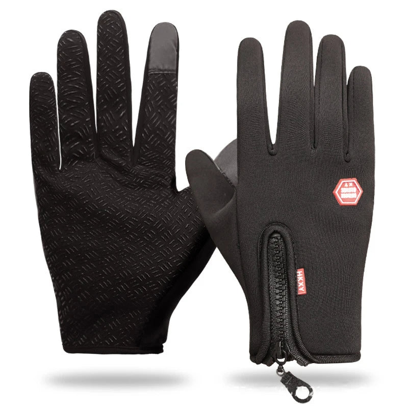 Unisex Touchskärmshandskar med Dragkedja och Halkfritt Grepp Lila/Svart
