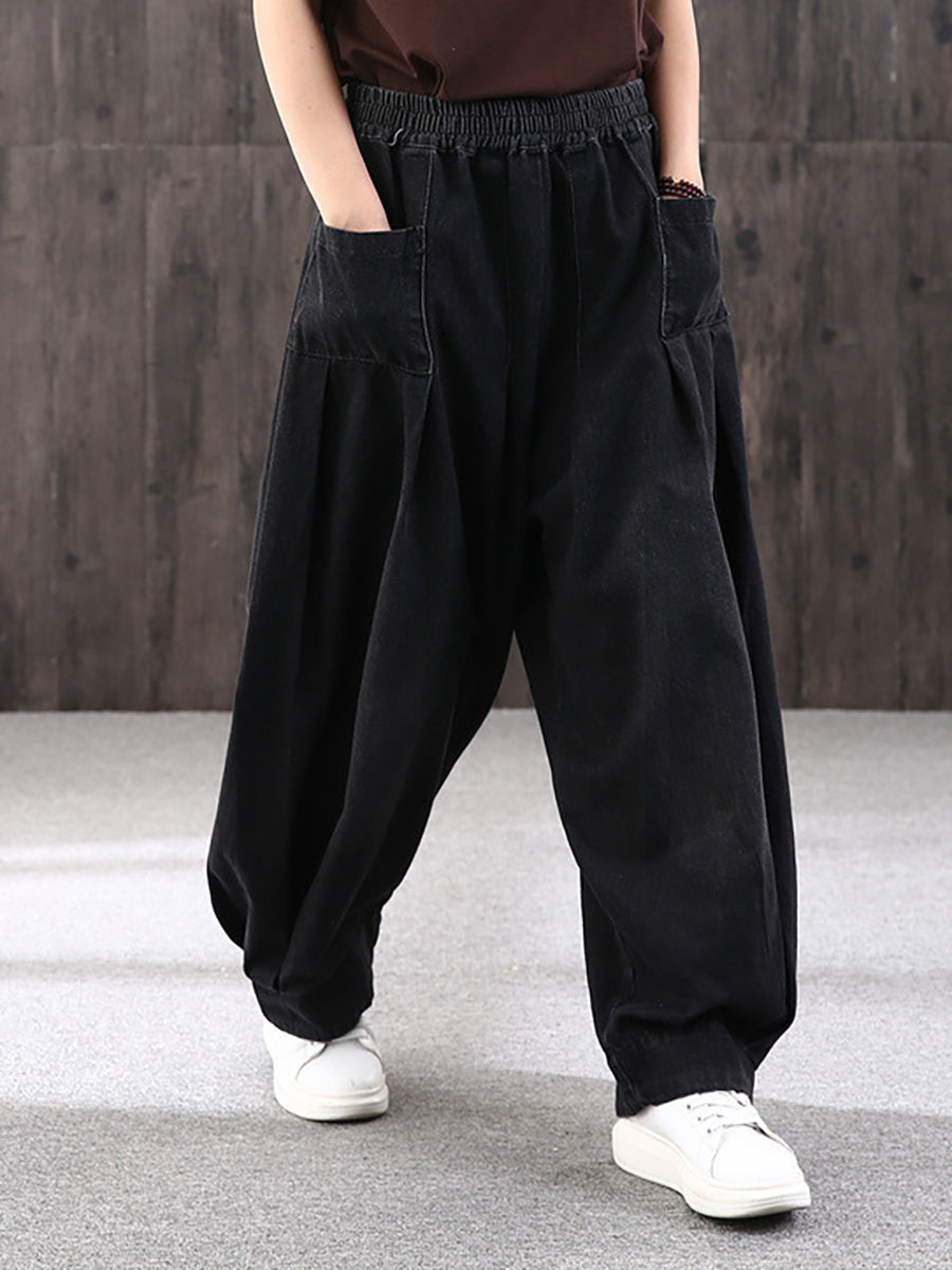 Dam Vida Baggy Jeans med Elastisk Midja