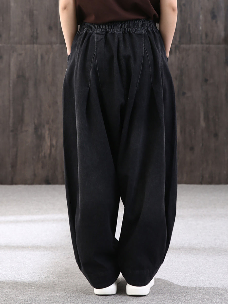 Dam Vida Baggy Jeans med Elastisk Midja