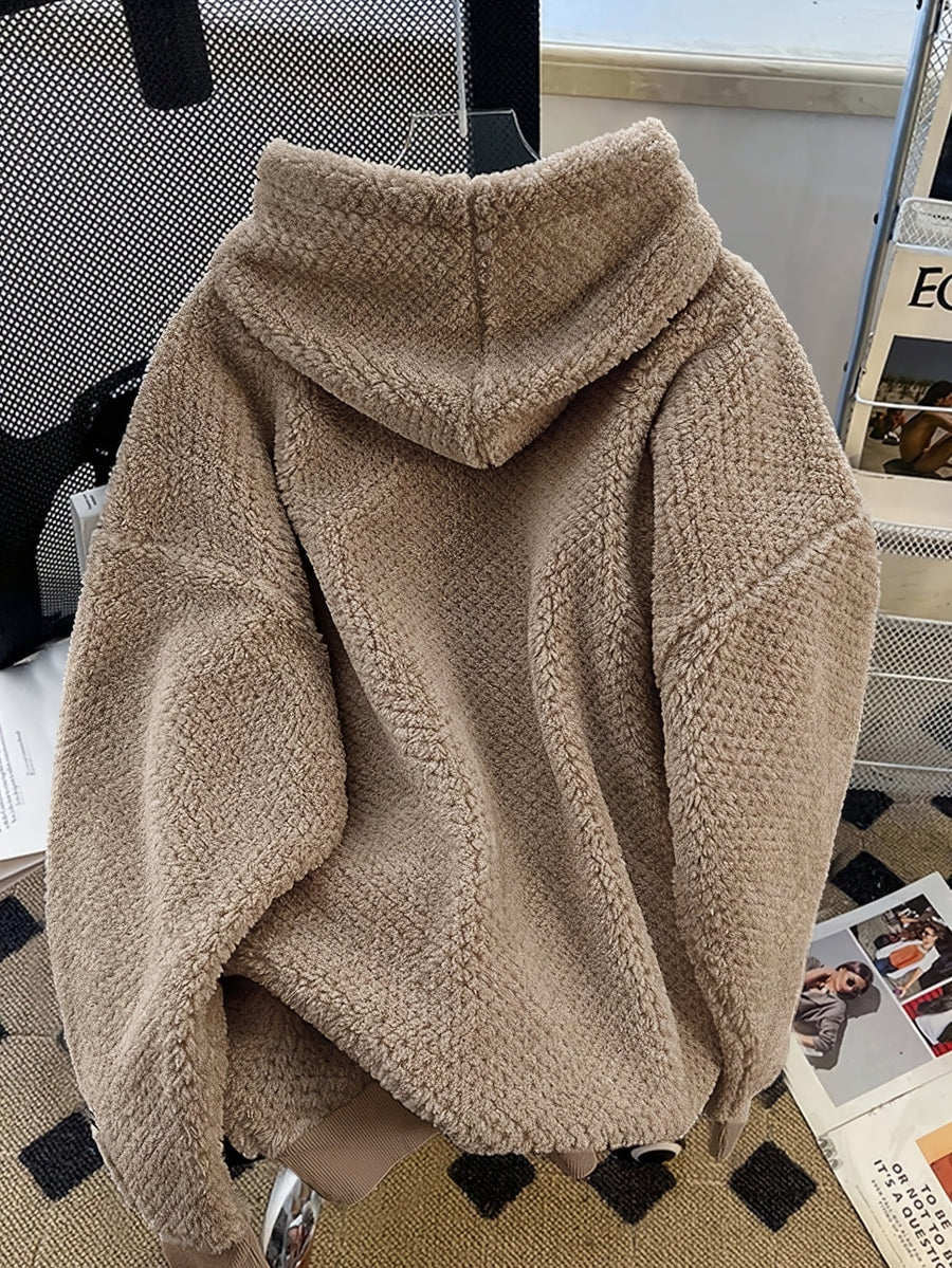 Fleece Hoodie med Huva och Känguruficka, Mjuk och Mysig