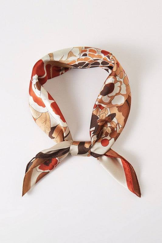 Fyrkantig Scarf med Blommotiv, Flerfärgad