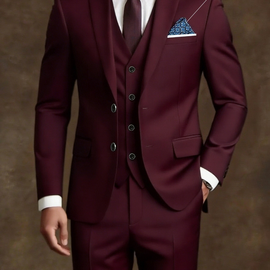 Men's 3-Piece Double-Breasted Slim Fit Suit