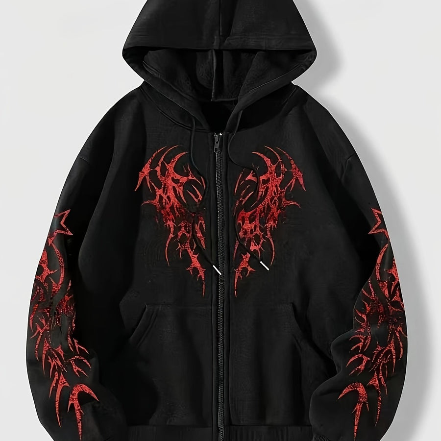 Unisex Hoodie med Dragkedja & Tribalmönster