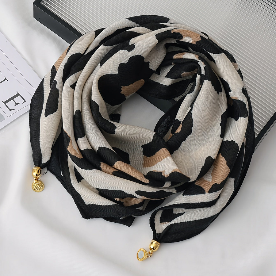 Women's Printed Scarf with Charm Pendant Ends
