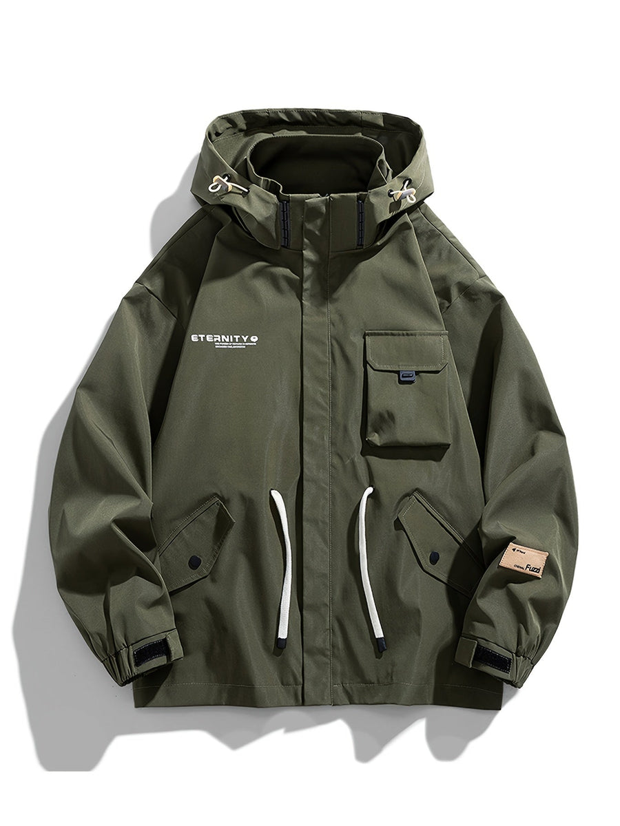 Unisex Parkasjacka med Huva och Fickor, Beige