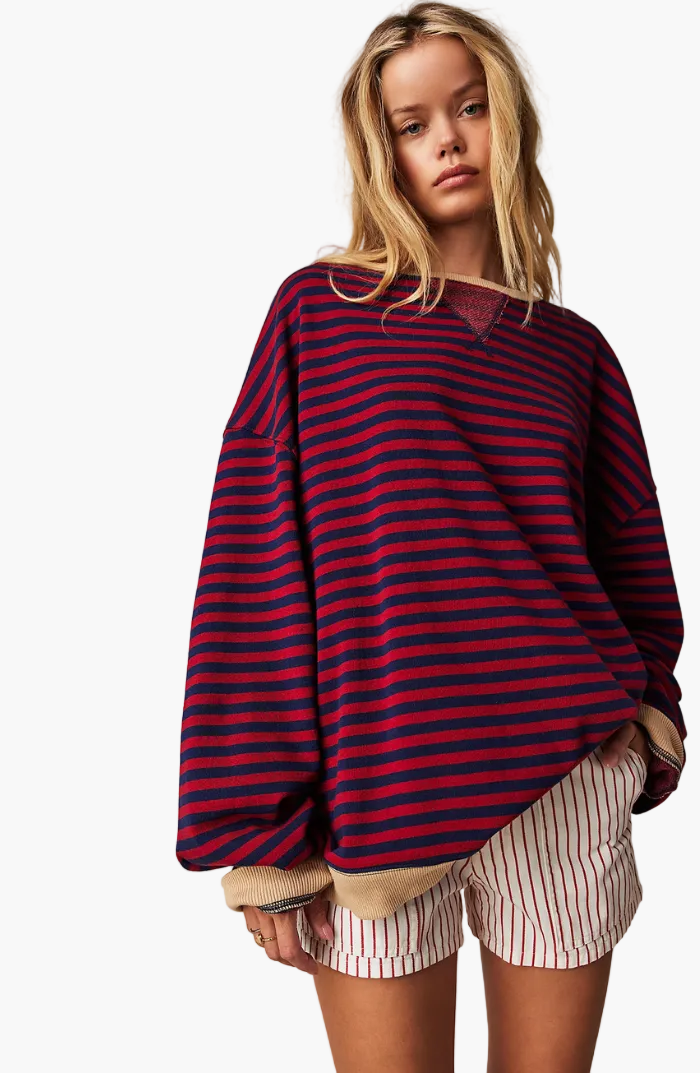 Damtröja Oversized Randig Relaxed Fit – Trendig Vardagsstil