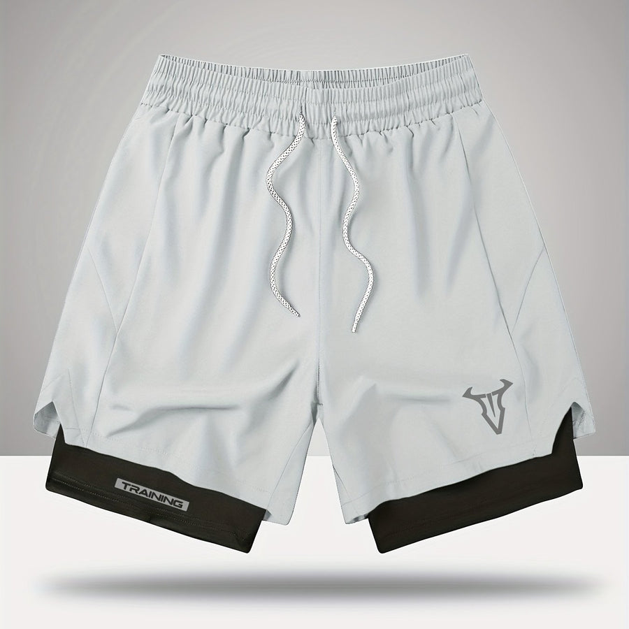 Herr Träningsshorts Sport Regular Fit med Fickor och Geometriskt Mönster