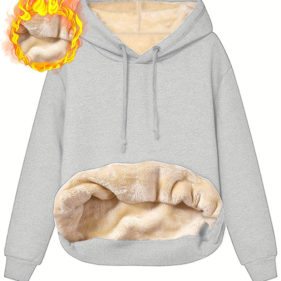 Fleecefodrad huvtröja med känguruficka och dragsko – Varm och mysig hoodie