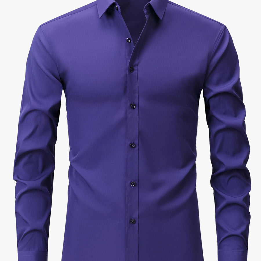 Herrskjorta Elegant Slim Fit Långärmad för Vardagsbruk och Fest
