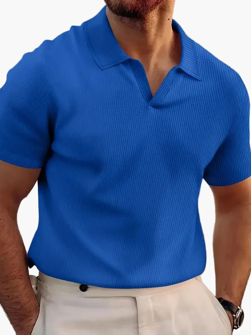 Herr Pikétröja Kortärmad V-krage Elegant Stil för Vardag och Fritid
