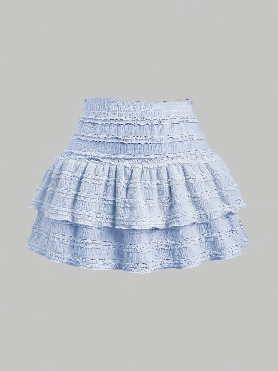 Dam Volangkjol Mini Söt Stil Vår/Sommar Fest och Vardag