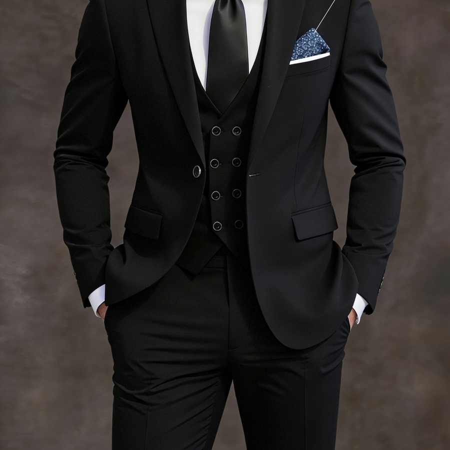 Men's 3-Piece Double-Breasted Slim Fit Suit