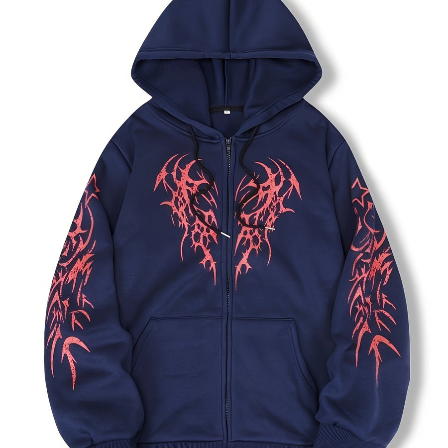 Unisex Hoodie med Dragkedja & Tribalmönster