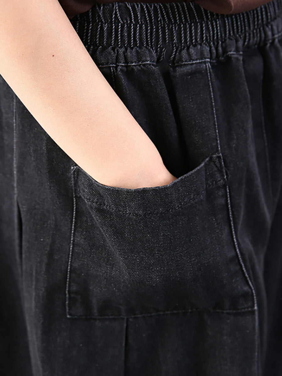 Dam Vida Baggy Jeans med Elastisk Midja
