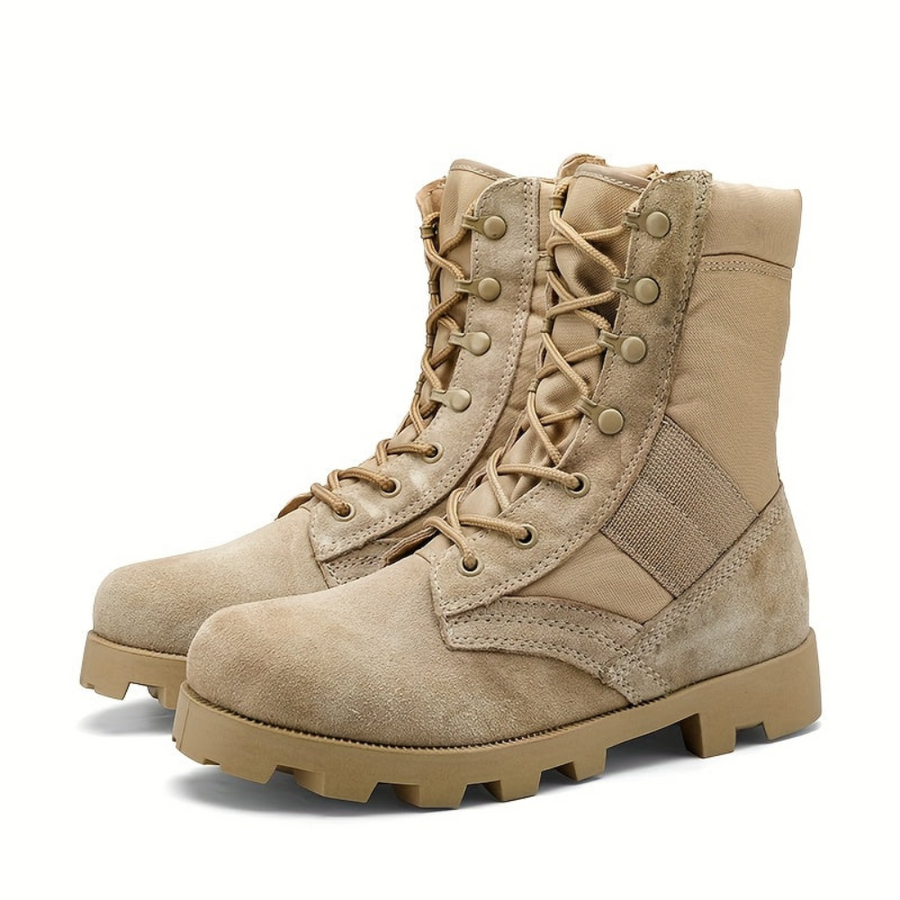 Beige Kängor med Snörning och Dragkedja