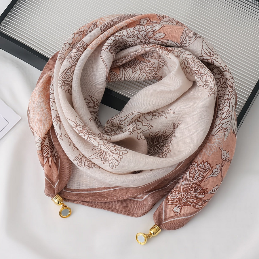 Women's Printed Scarf with Charm Pendant Ends